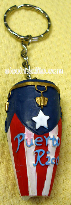 Dulces Tipicos Conga Keychain with the Flag of Puerto Rico Puerto Rico